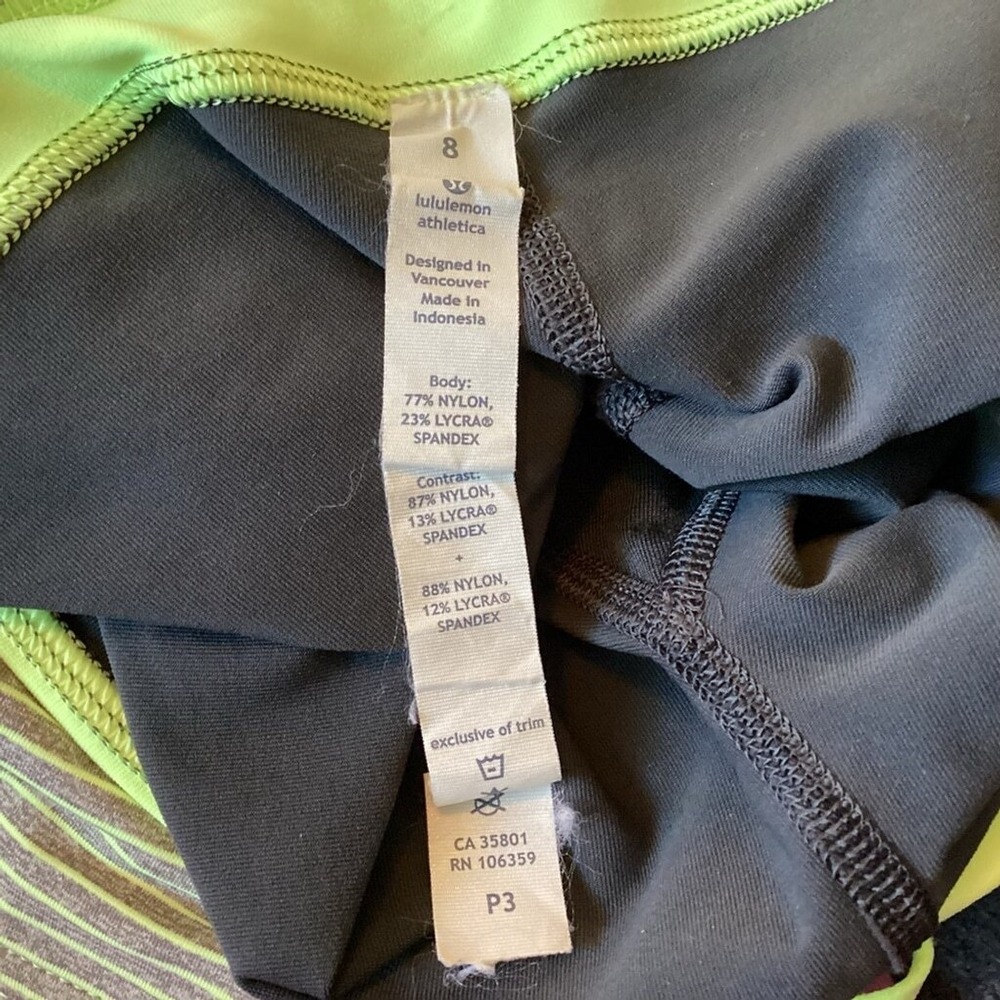 Lululemon Swift Speed 7/8 Leggings Sz 8 Black Green Zippered Pocket Dance EUC - Picture 6 of 6
